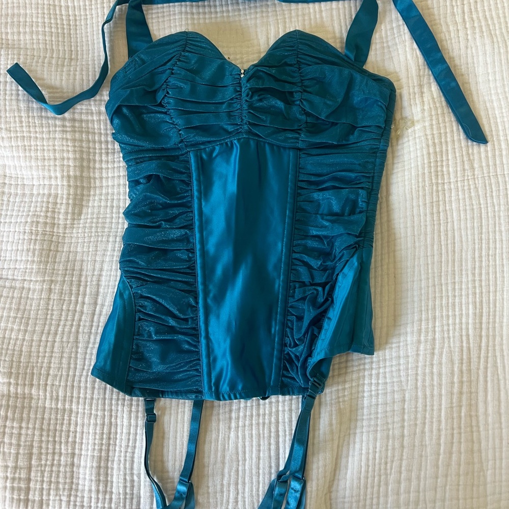 Teal Ruched Corset Top